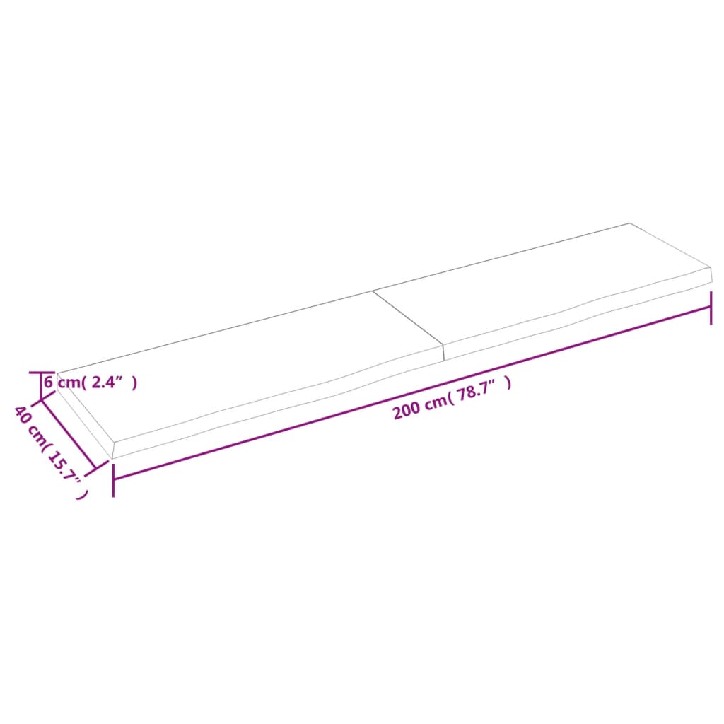 vidaXL Πάγκος Μπάνιου Αν. Καφέ 200x40x(2-6) εκ. Επεξεργ. Μασίφ Ξύλο