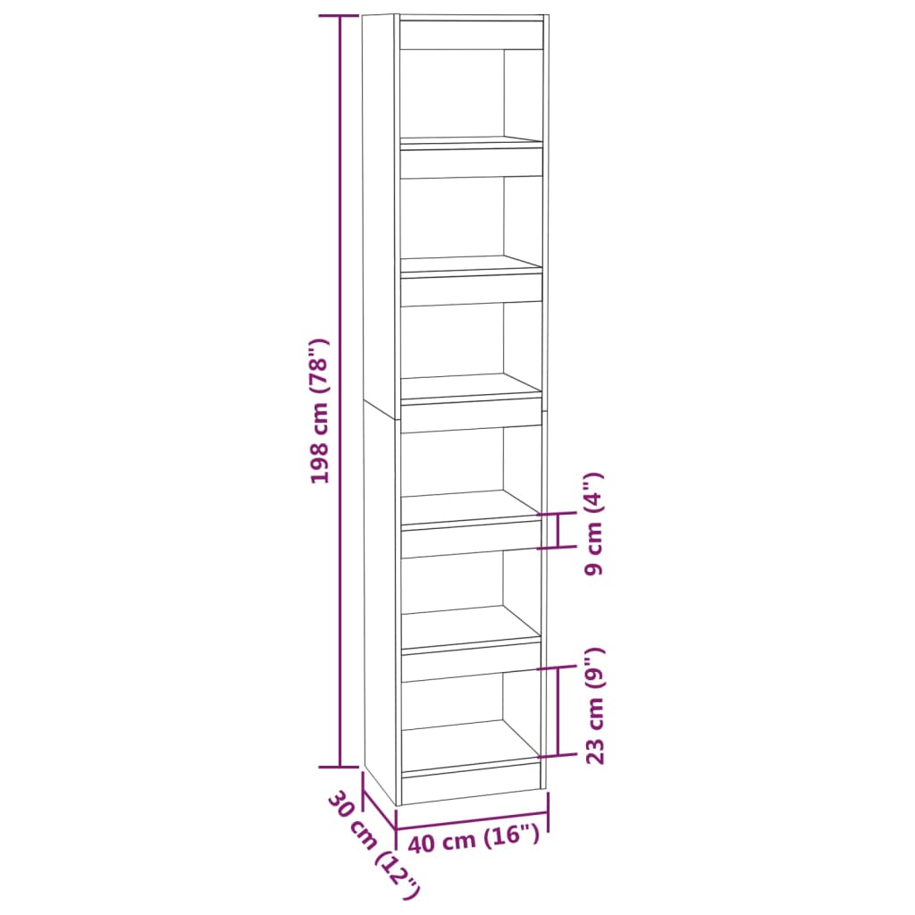 vidaXL Βιβλιοθήκη/Διαχωριστικό Χώρου Sonoma Δρυς 40 x 30 x 198 εκ.