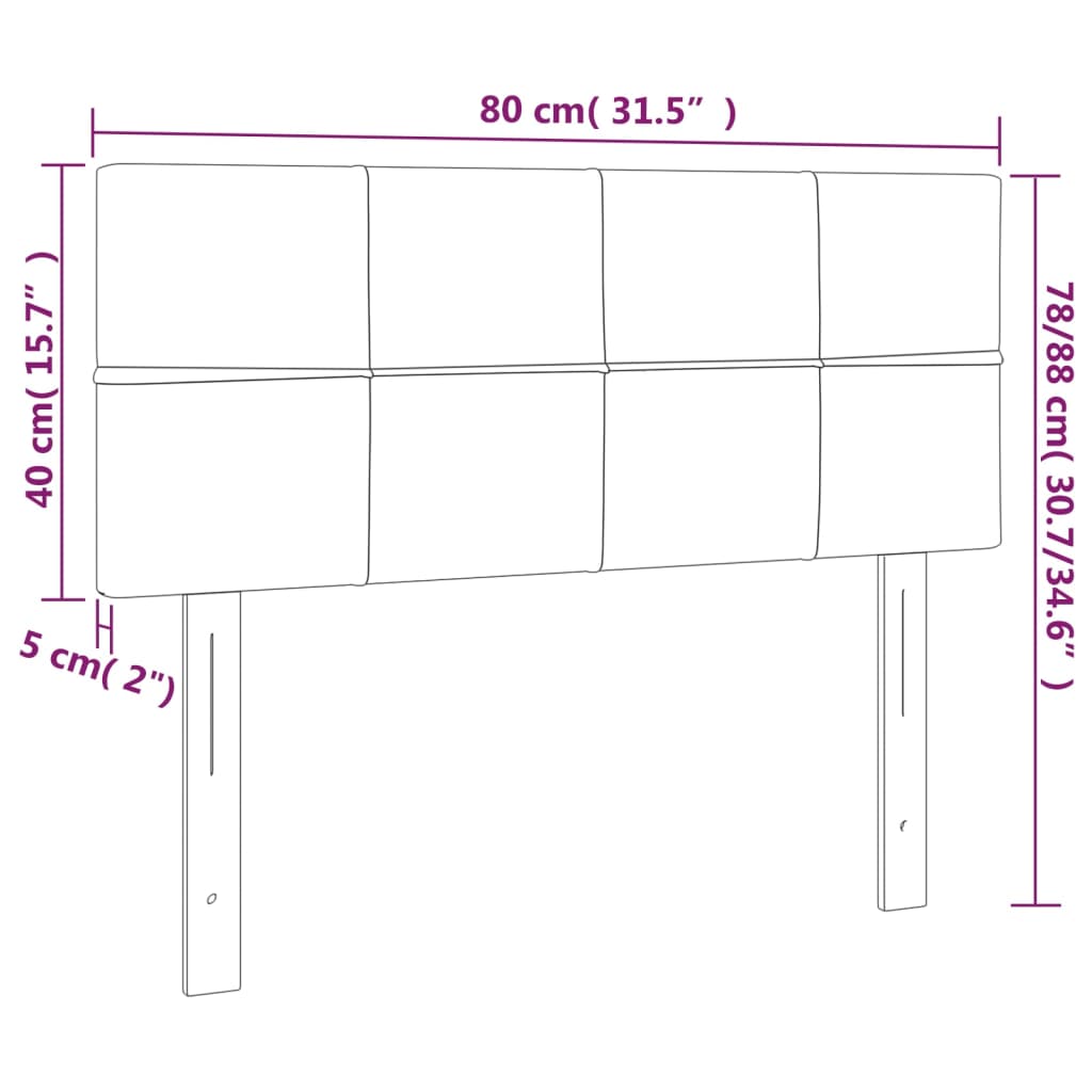 vidaXL Κεφαλάρι Κρεβατιού LED Μαύρο 80 x 5 x 78/88 εκ. Υφασμάτινο