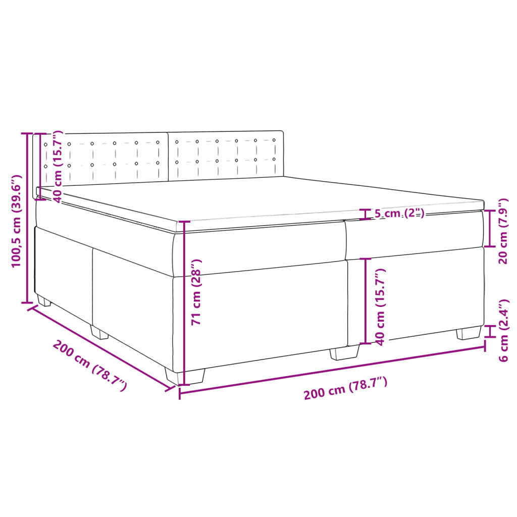 vidaXL Κρεβάτι Boxspring με Στρώμα Taupe 200x200 εκ. Υφασμάτινο