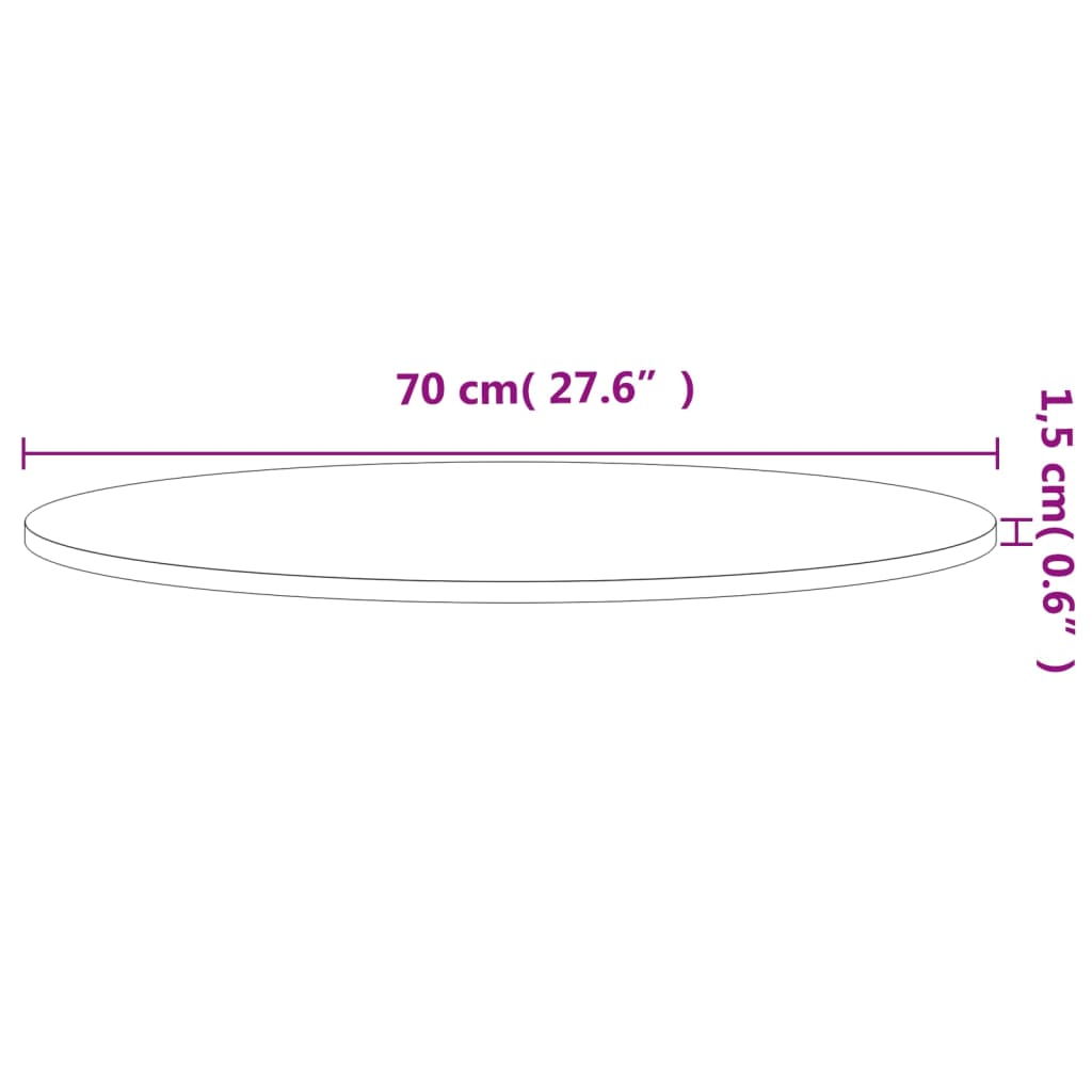 vidaXL Επιφάνεια Τραπεζιού Στρογγυλή Ø70x1,5 εκ. Μασίφ Ξύλο Οξιάς