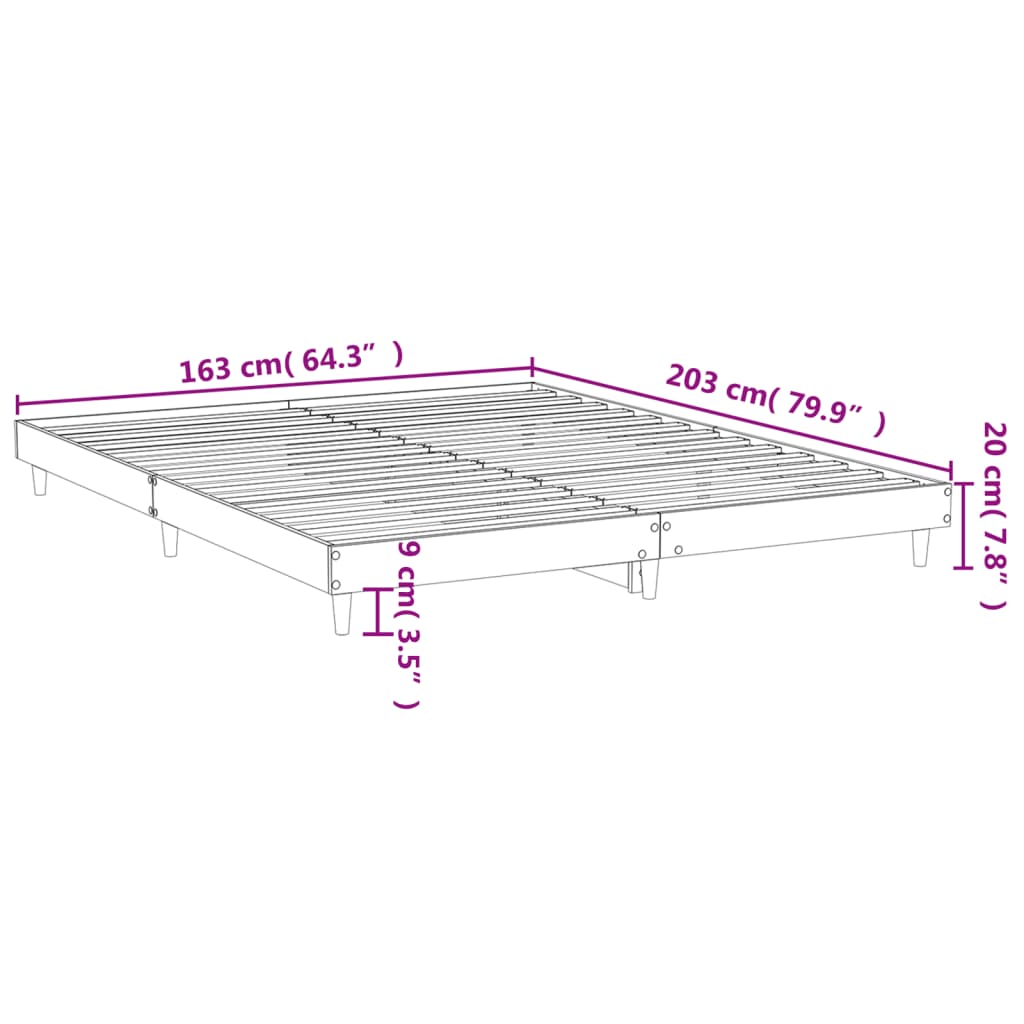 vidaXL Πλαίσιο Κρεβατιού Καπνιστή Δρυς 160x200 εκ. Επεξεργασμένο Ξύλο