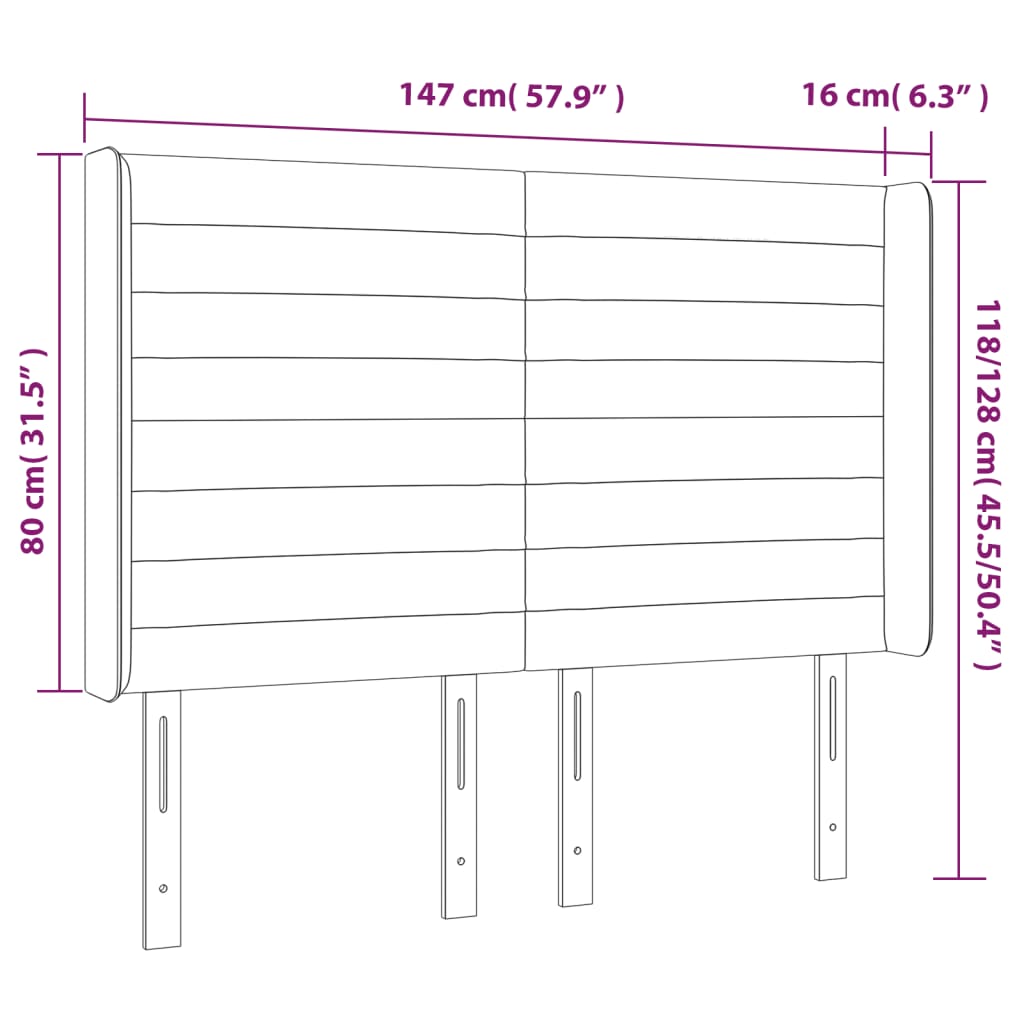 vidaXL Κεφαλάρι Κρεβατιού LED Πράσινο 147x16x118/128 εκ. Υφασμάτινο