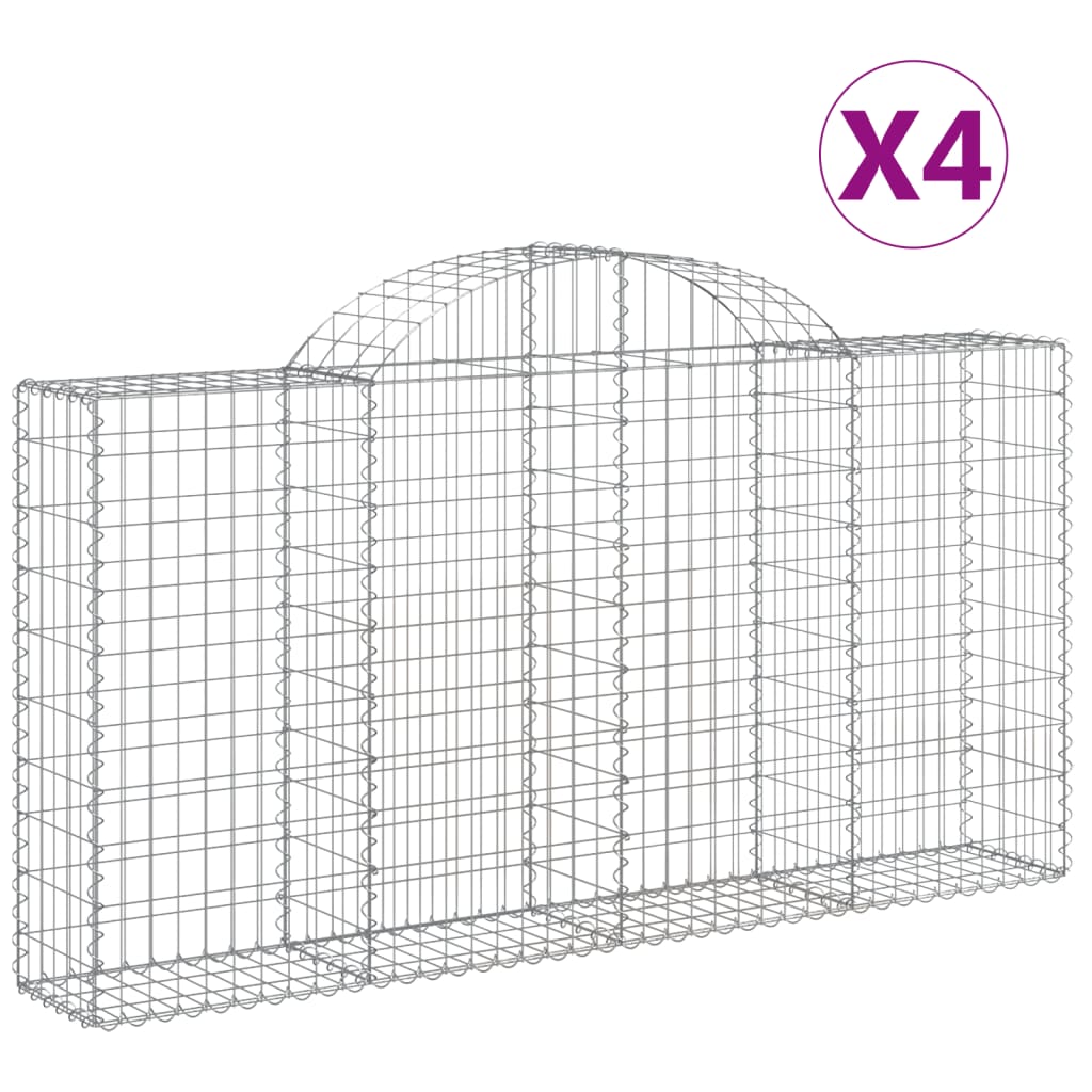 vidaXL Συρματοκιβώτια Τοξωτά 4 τεμ. 200x30x100/120 εκ. Γαλβαν. Ατσάλι