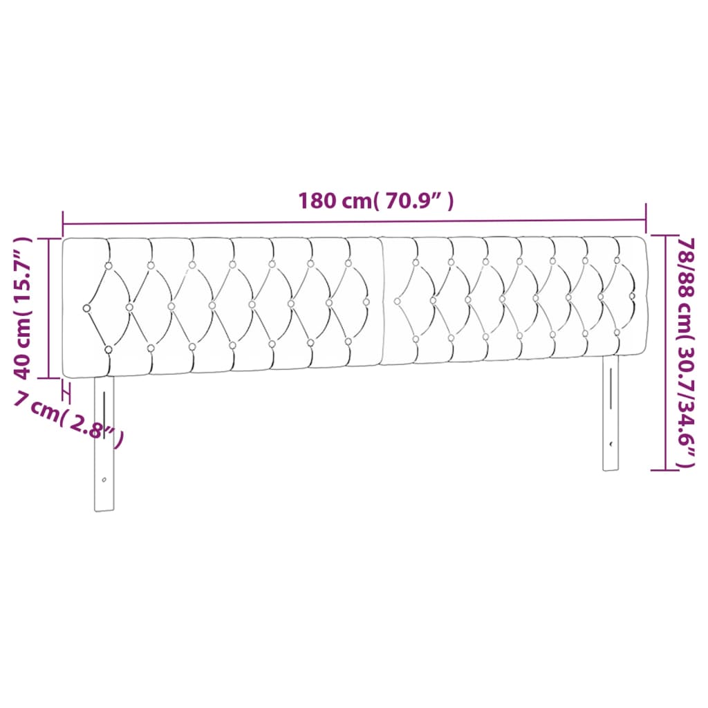 vidaXL Κεφαλάρι Κρεβατιού LED Ανοιχτό Γκρι 180x7x78/88 εκ. Υφασμάτινο