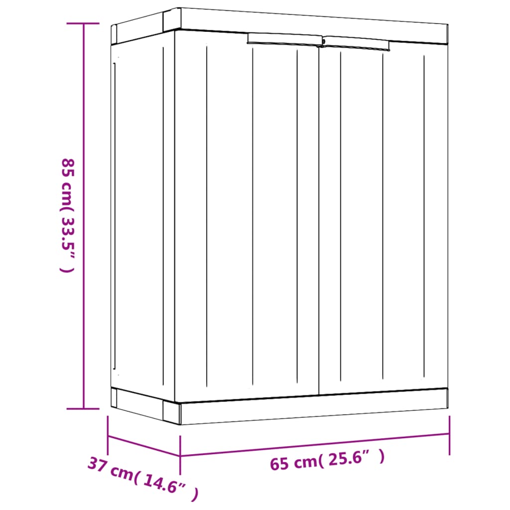 vidaXL Ντουλάπι Αποθ. Εξ. Χώρου Γκρι/Μαύρο 65x37x85 εκ. Πολυπροπυλένιο