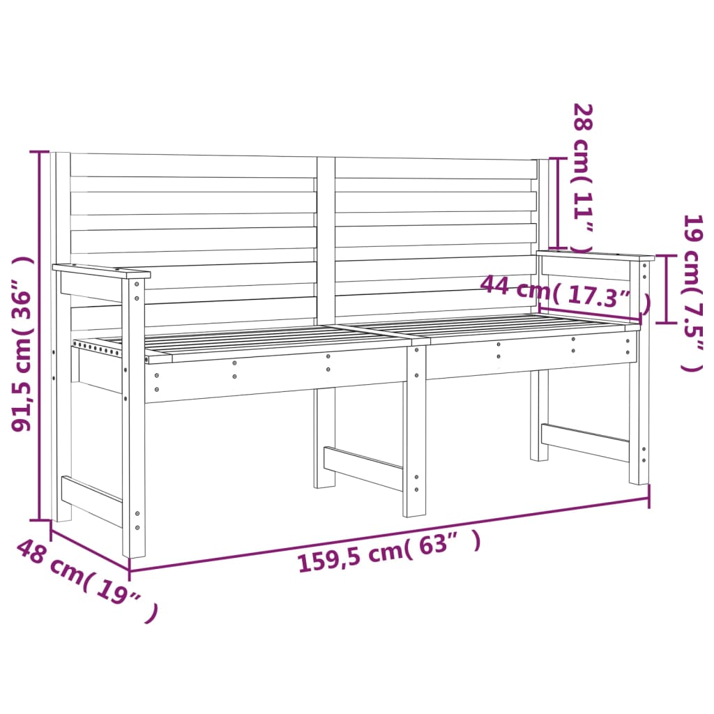 vidaXL Παγκάκι Κήπου 159,5x48x91,5 εκ. από Μασίφ Ξύλο Ψευδοτσούγκας