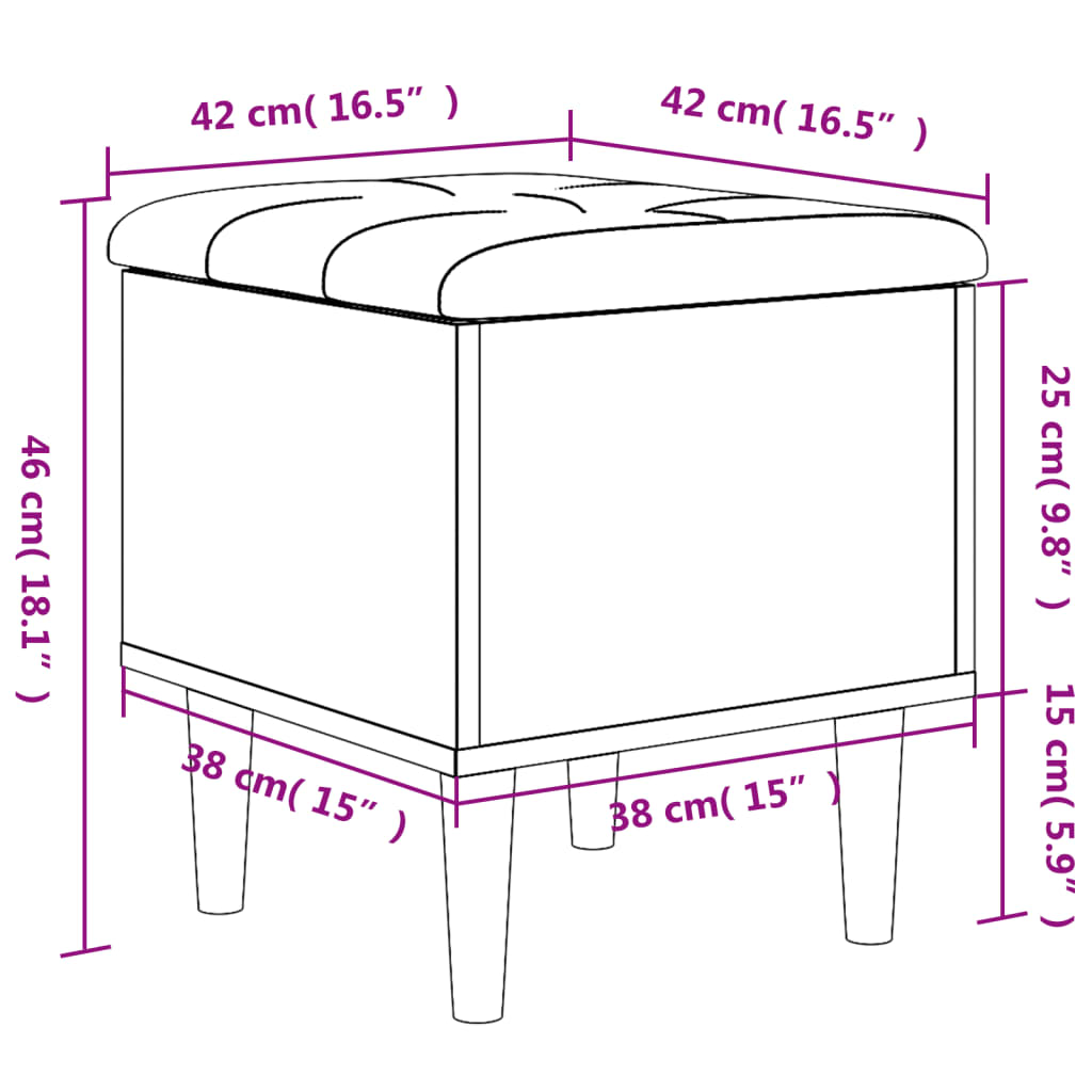 vidaXL Παγκάκι Αποθήκευσης Καπνιστή Δρυς 42x42x46 εκ. Επεξεργ. Ξύλο