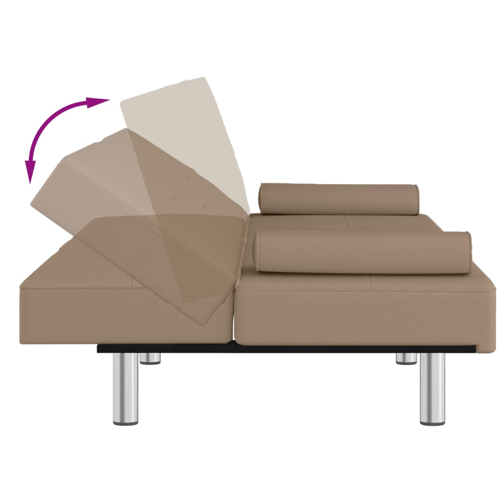 vidaXL Καναπές Κρεβάτι με Ποτηροθήκες Καπουτσίνο από Συνθετικό Δέρμα