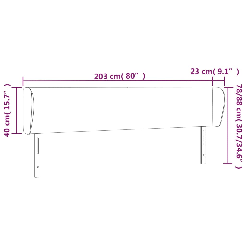 vidaXL Κεφαλάρι με Πτερύγια Μπλε 203 x 23 x 78/88 εκ. Υφασμάτινο