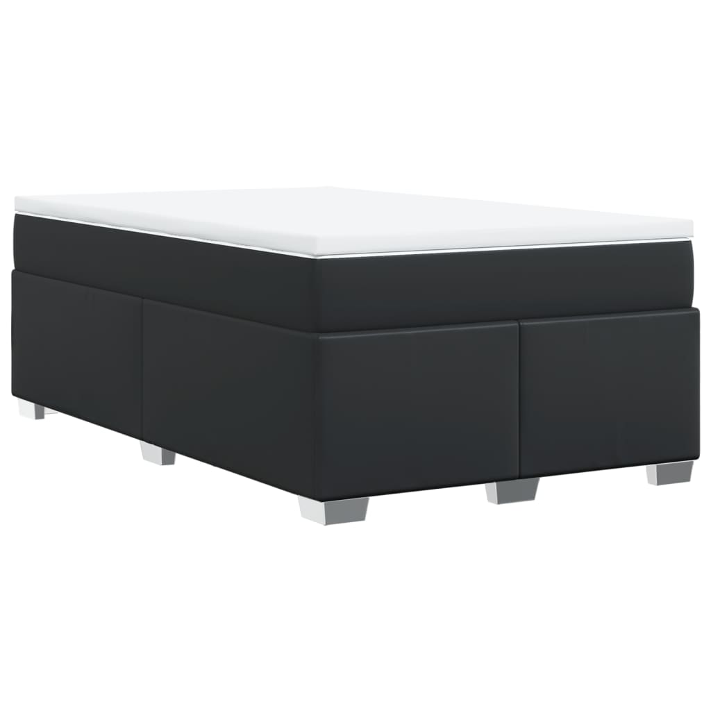 vidaXL Κρεβάτι Boxspring με Στρώμα Μαύρο 120x190εκ.από Συνθετικό Δέρμα