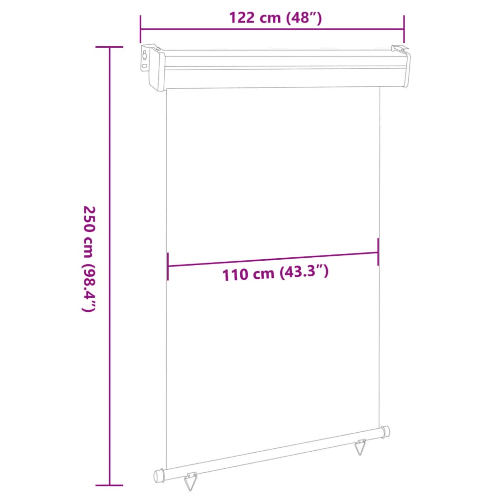 vidaXL Σκίαστρο Βεράντας Πλαϊνό Γκρι 122 x 250 εκ.