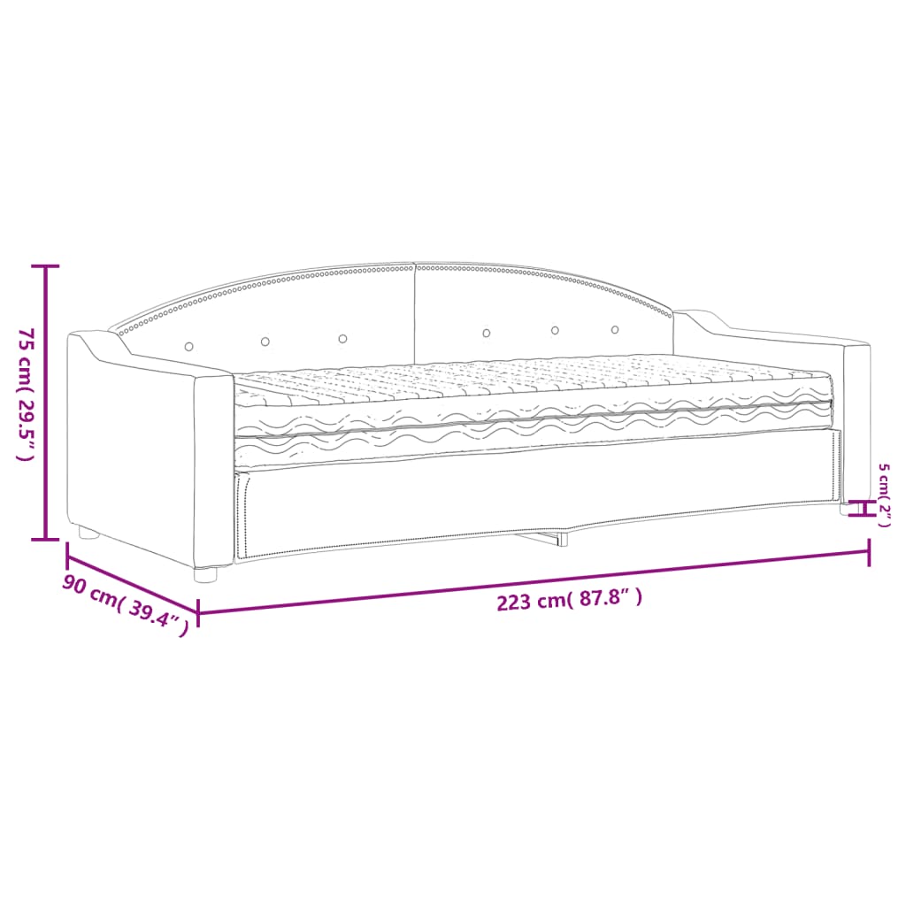 vidaXL Καναπές Κρεβάτι με Στρώμα Μαύρο 80 x 200 εκ. Υφασμάτινο