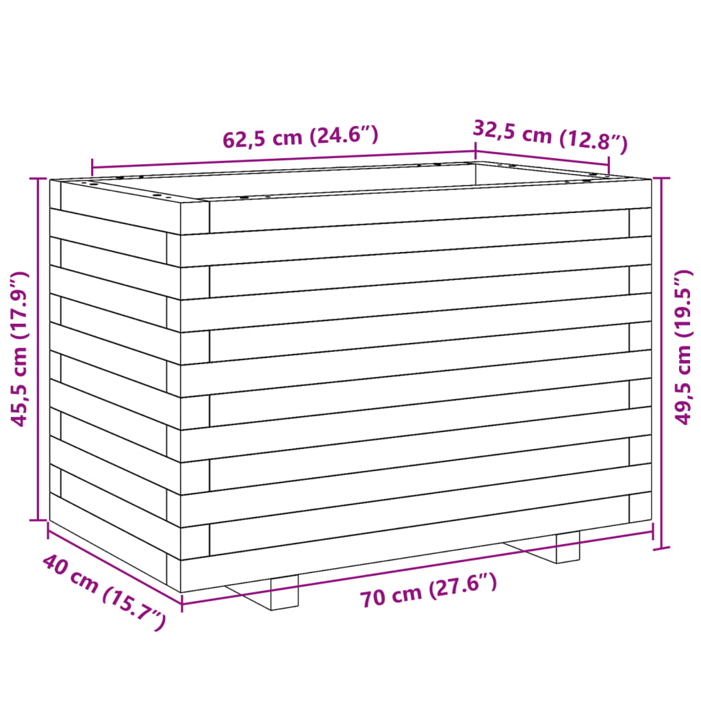 vidaXL Ζαρντινιέρα Κήπου 70x40x49,5 εκ από Μασίφ Ξύλο Πεύκου