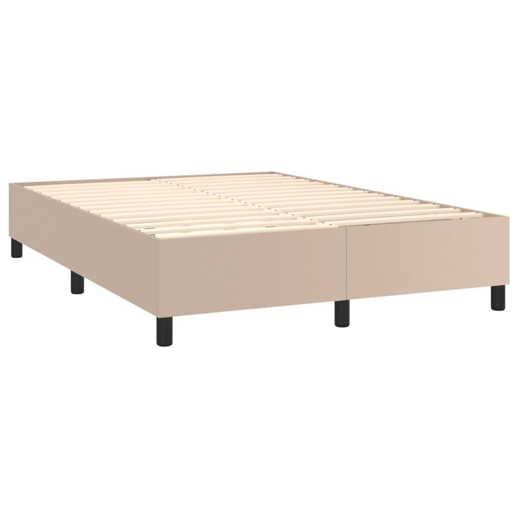 vidaXL Κρεβάτι Boxspring με Στρώμα Καπουτσίνο 140x190εκ.από Συνθ.Δέρμα