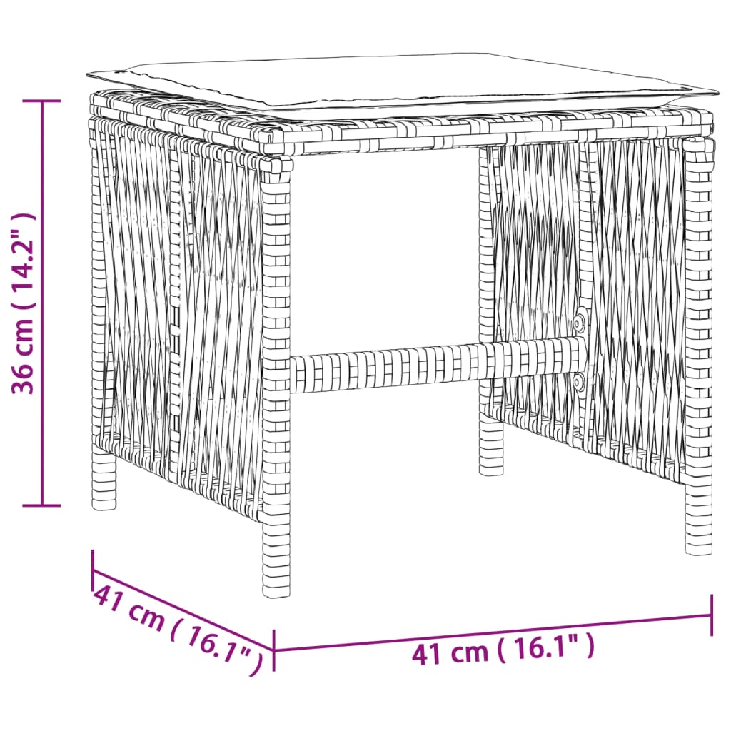 vidaXL Σκαμπό Κήπου 4 τεμ. Αν. Γκρι 41x41x36 εκ. Συνθ. Ρατάν Μαξιλάρια