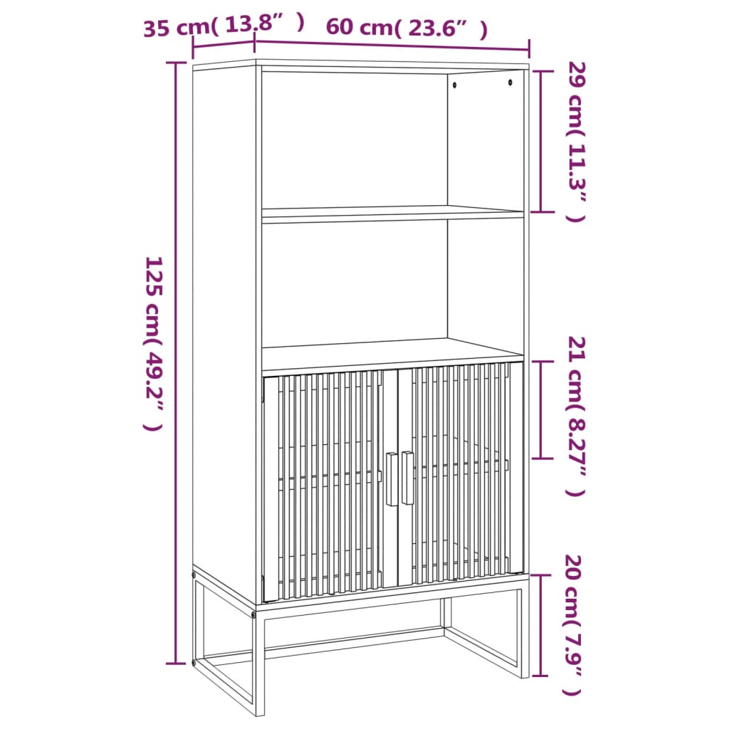 vidaXL Ντουλάπι Λευκό 60 x 35 x 125 εκ. από Επεξεργασμένο Ξύλο