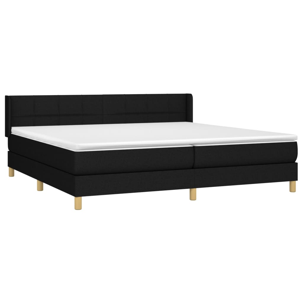 vidaXL Κρεβάτι Boxspring με Στρώμα Μαύρο 200x200 εκ. Υφασμάτινο