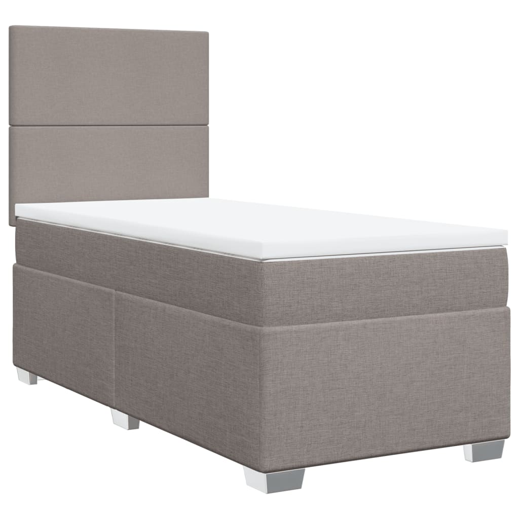 vidaXL Κρεβάτι Boxspring με Στρώμα Taupe 100 x 200 εκ. Υφασμάτινο