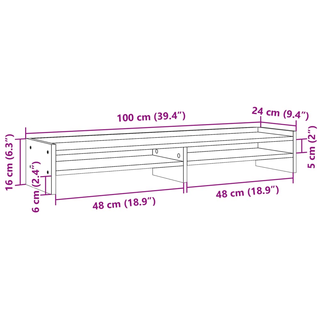 vidaXL Βάση Οθόνης Καφέ Δρυς 100x24x16 εκ. από Επεξεργασμένο Ξύλο