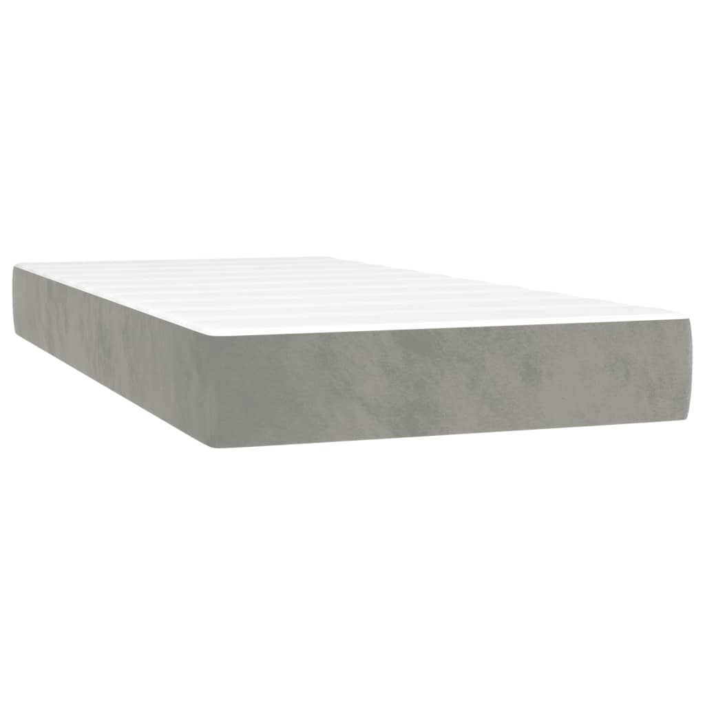 vidaXL Κρεβάτι Boxspring με Στρώμα Ανοιχτό Γκρι 90x190 εκ. Βελούδινο