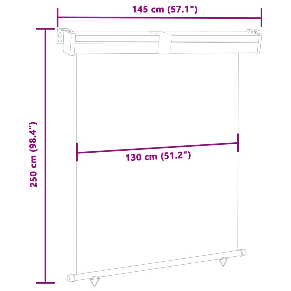 vidaXL Σκίαστρο Βεράντας Πλαϊνό Κόκκινο 145 x 250 εκ.