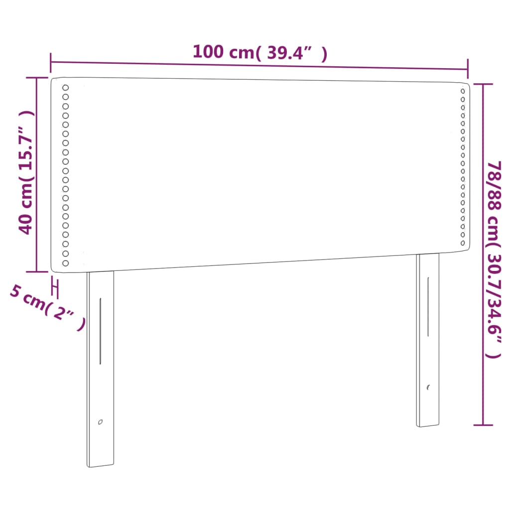 vidaXL Κεφαλάρι Κρεβατιού Σκούρο Γκρι 100x5x78/88 εκ. Υφασμάτινο (US)