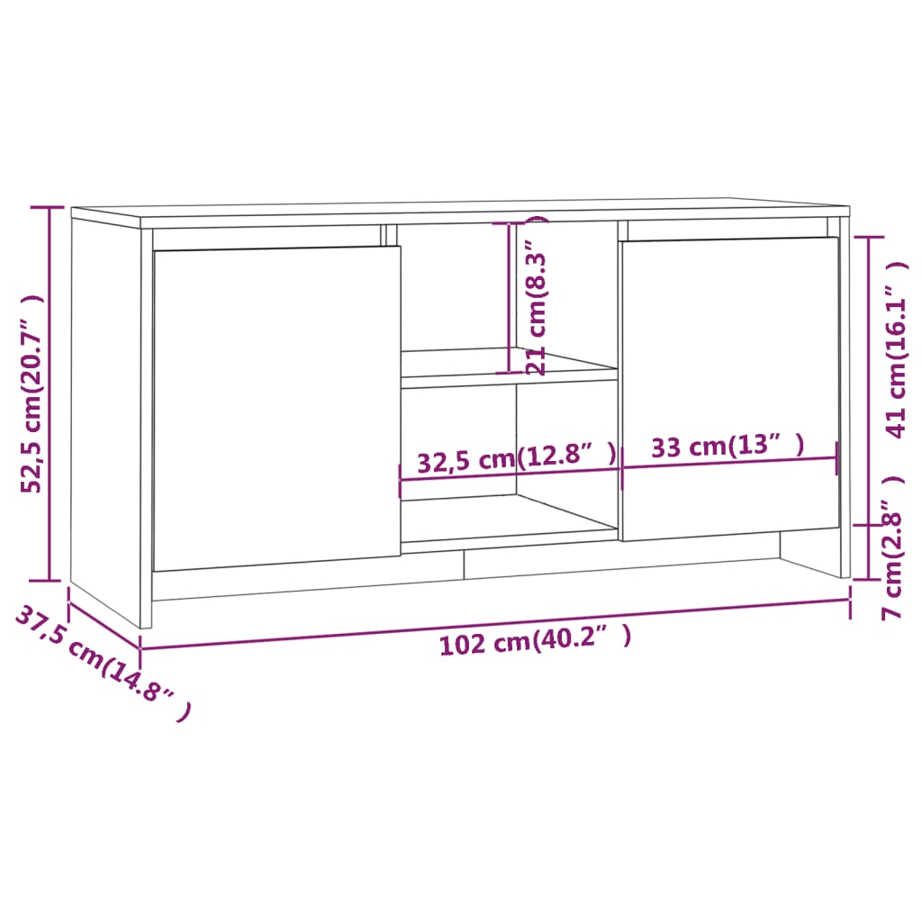 vidaXL Έπιπλο Τηλεόρασης Sonoma Δρυς 102x37,5x52,5 εκ. Επεξεργ. Ξύλο