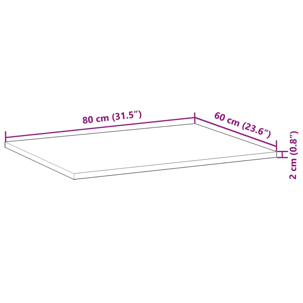 vidaXL Επιφάνεια Τραπεζιού Φιν. Λαδιού 80x60x2 εκ. Μασίφ Ξύλο Ακακίας