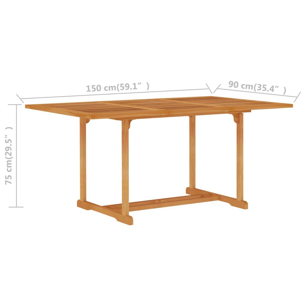 vidaXL Τραπέζι Κήπου 150 x 90 x 75 εκ. από Μασίφ Ξύλο Teak