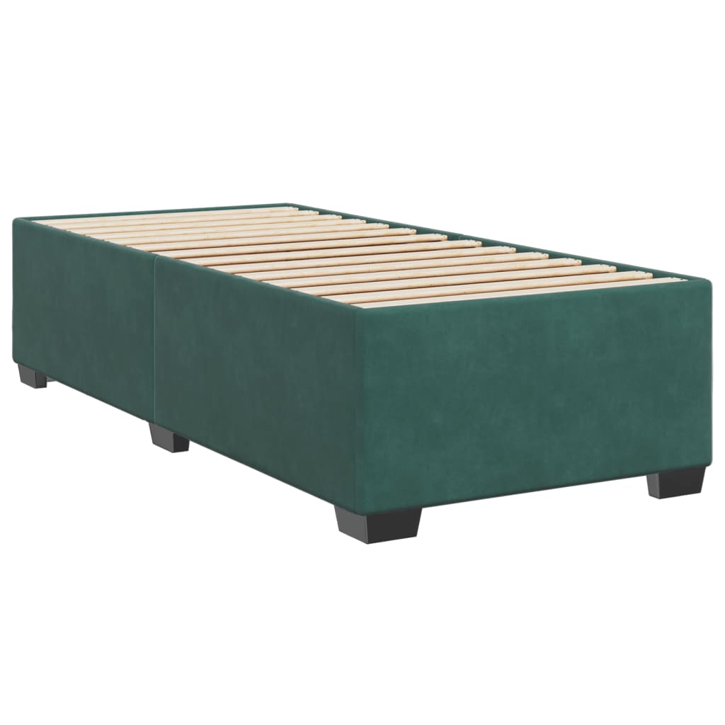 vidaXL Κρεβάτι Boxspring με Στρώμα Σκούρο Πράσινο 90x190 εκ. Βελούδινο