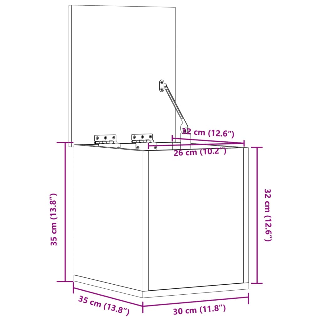 vidaXL Κουτί Αποθήκευσης Γκρι Σκυροδέματος 30x35x35 εκ. Επεξεργ. Ξύλο