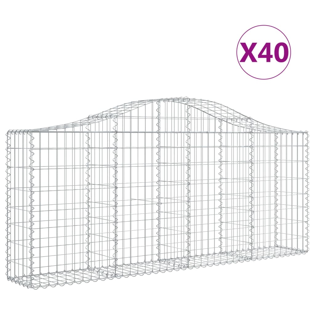 vidaXL Συρματοκιβώτια Τοξωτά 40 τεμ. 200x30x80/100 εκ. Γαλβαν. Ατσάλι