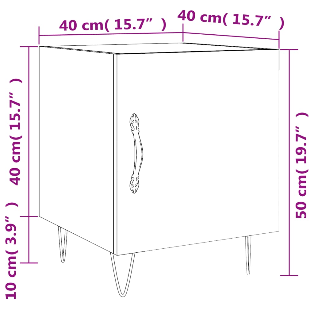 vidaXL Κομοδίνα 2 τεμ. Καπνιστή Δρυς 40 x 40 x 50 εκ. Επεξεργ. Ξύλο