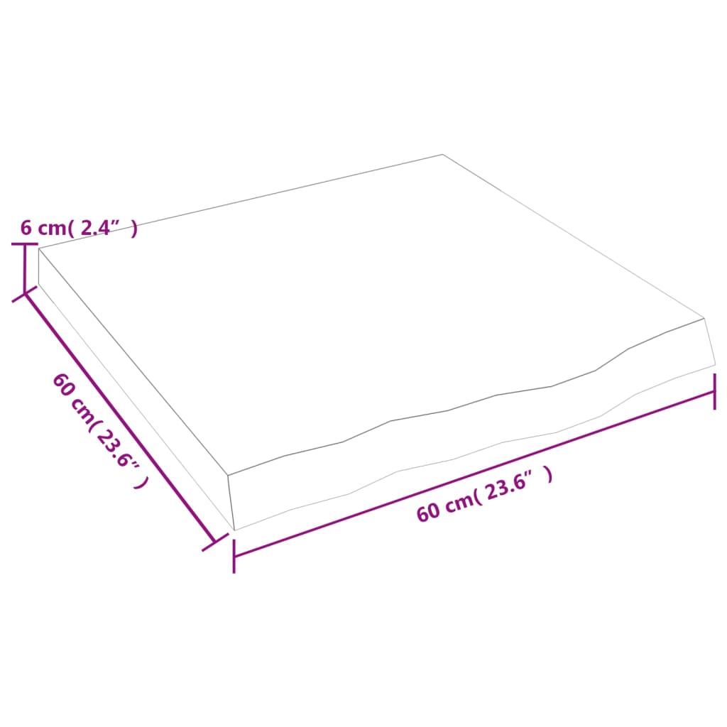 vidaXL Επιφ Τραπεζιού Αν Καφέ 60x60x(2-6)εκ. Επεξ. Μασίφ Ξύλο Δρυός