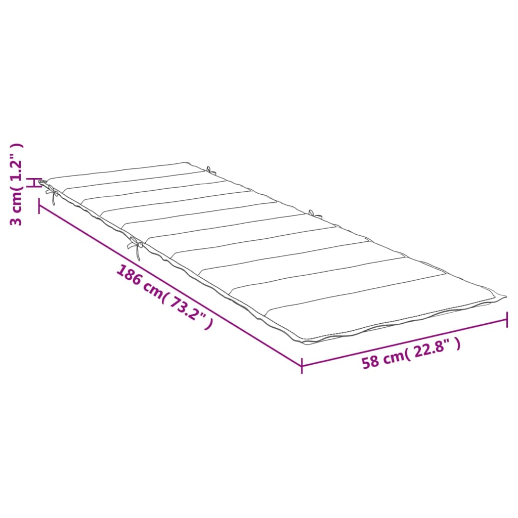 vidaXL Μαξιλάρι Ξαπλώστρας Ανθρακί 186x58x3 εκ. Ύφασμα