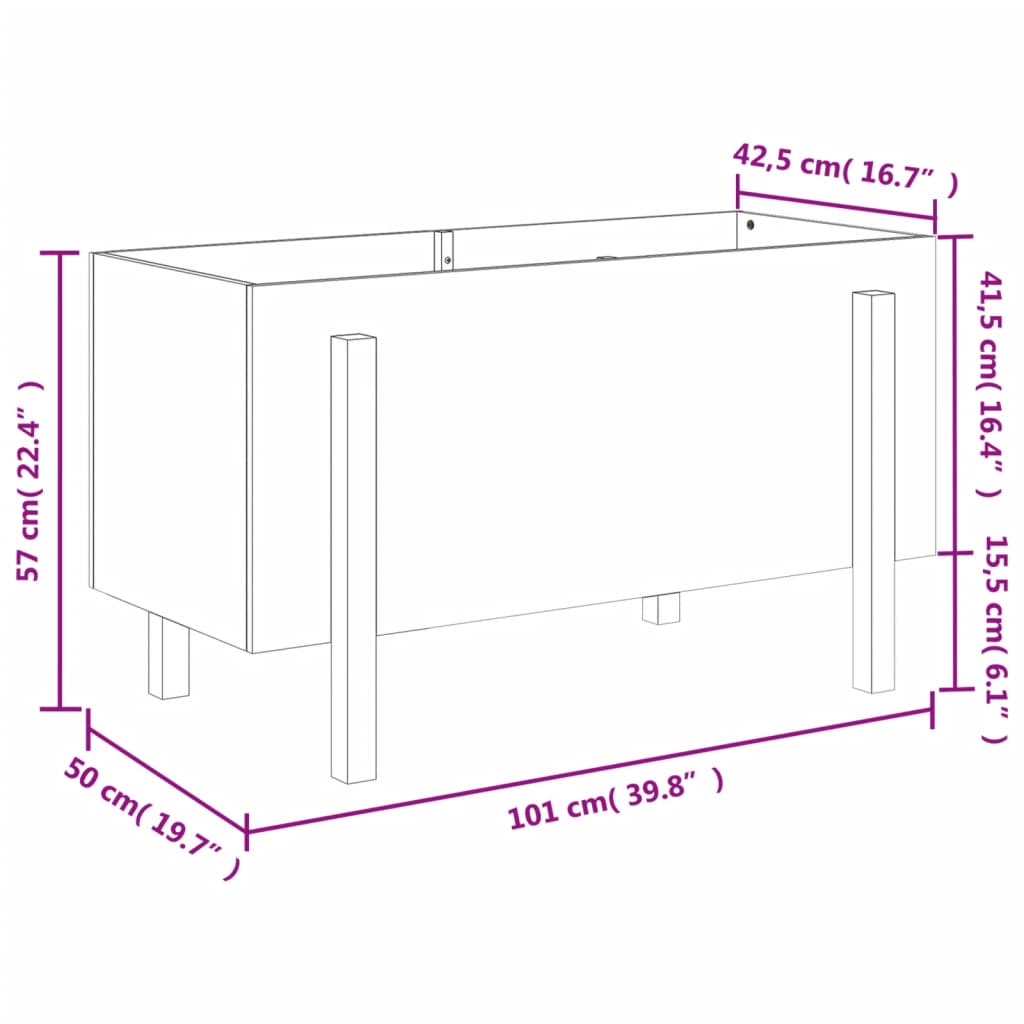 vidaXL Ζαρντινιέρα Υπερυψωμένη 101 x 50 x 57 εκ. από Μασίφ Ξύλο Πεύκου