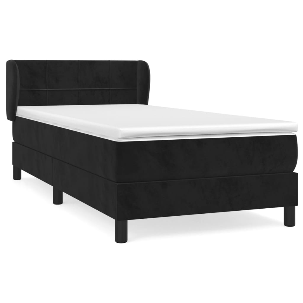 vidaXL Κρεβάτι Boxspring με Στρώμα Μαύρο 100x200 εκ. Βελούδινο