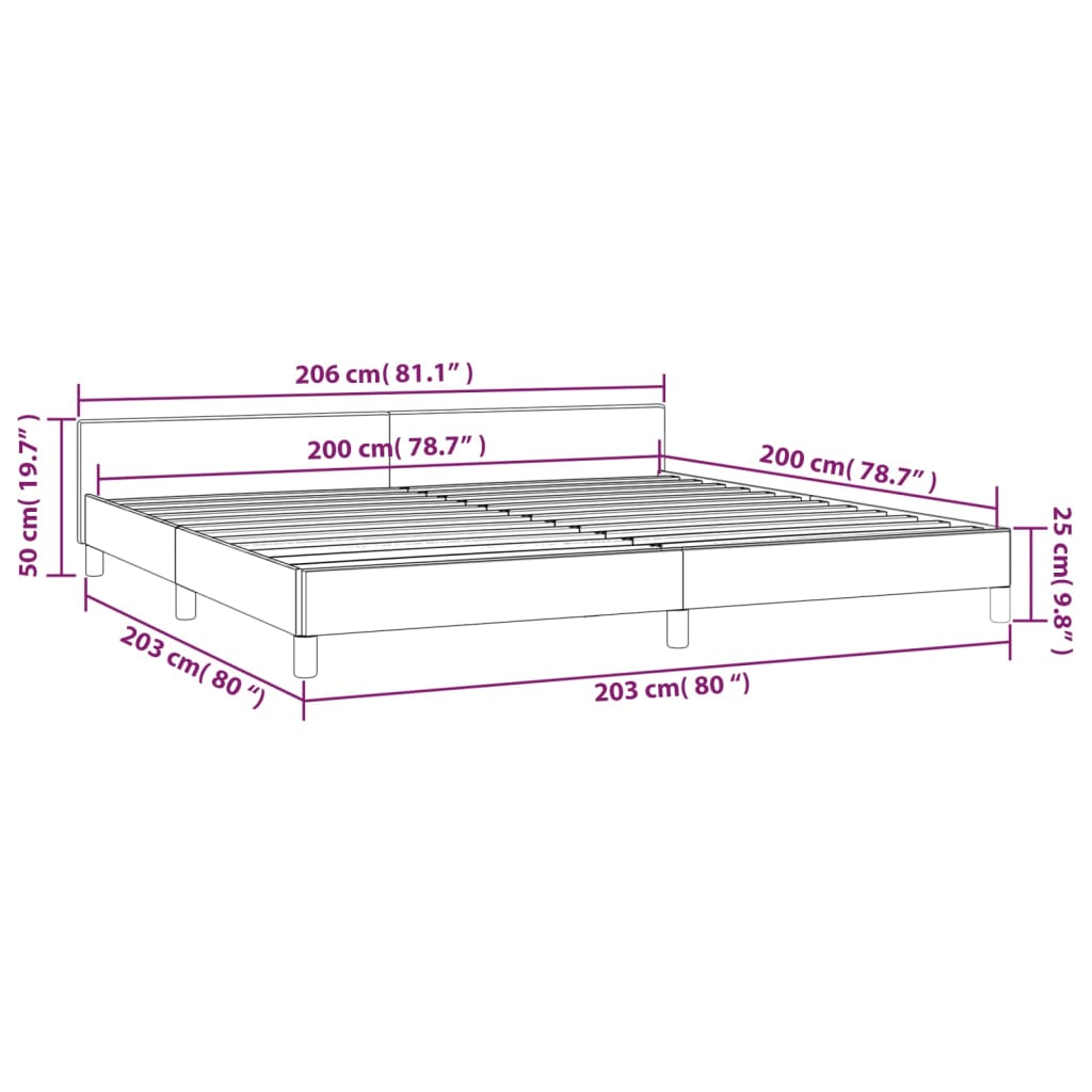 vidaXL Σκελετός Κρεβατιού Χωρίς Στρώμα Κρεμ 200x200 εκ. Υφασμάτινο