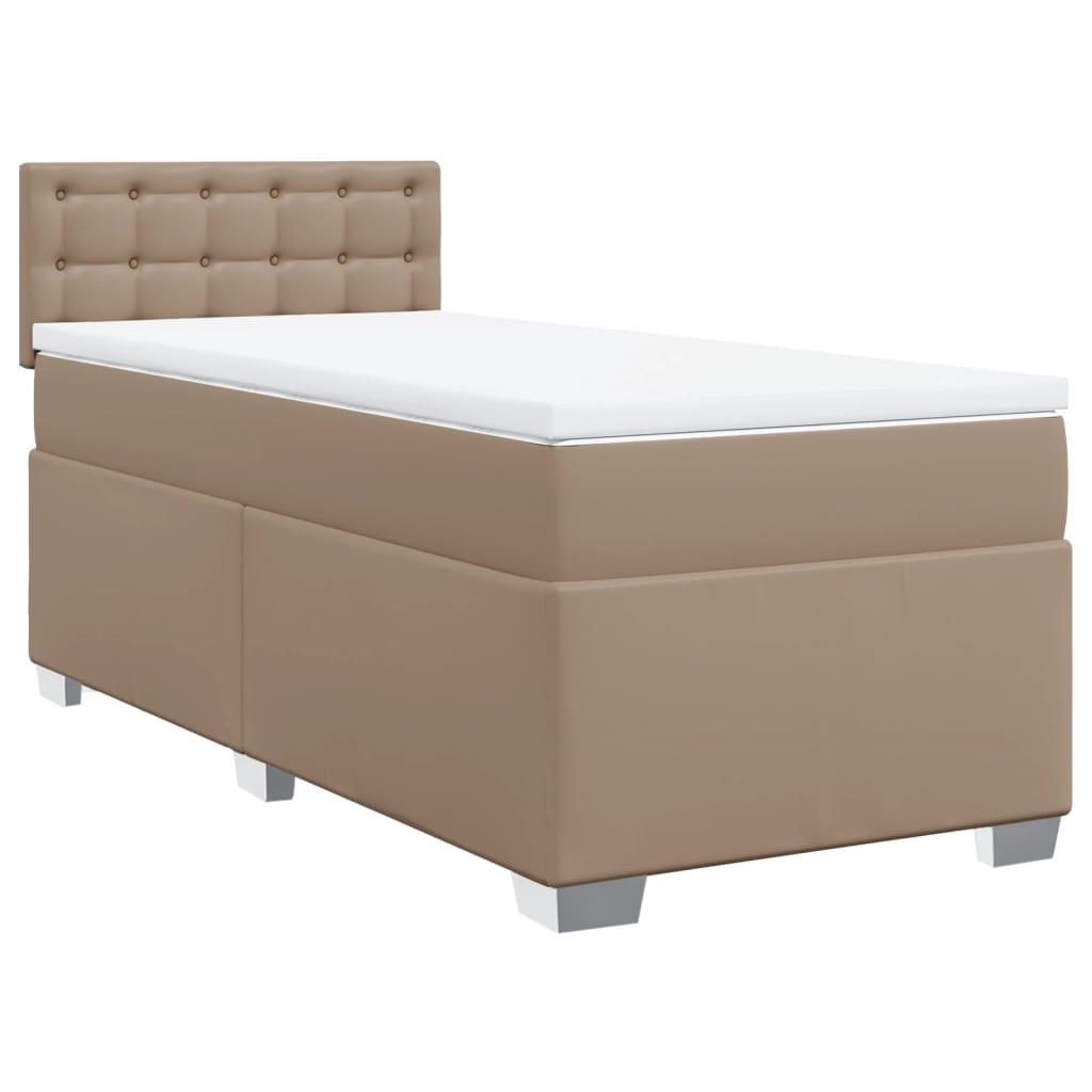 vidaXL Κρεβάτι Boxspring με Στρώμα Καπουτσίνο 100x200εκ.από Συνθ.Δέρμα