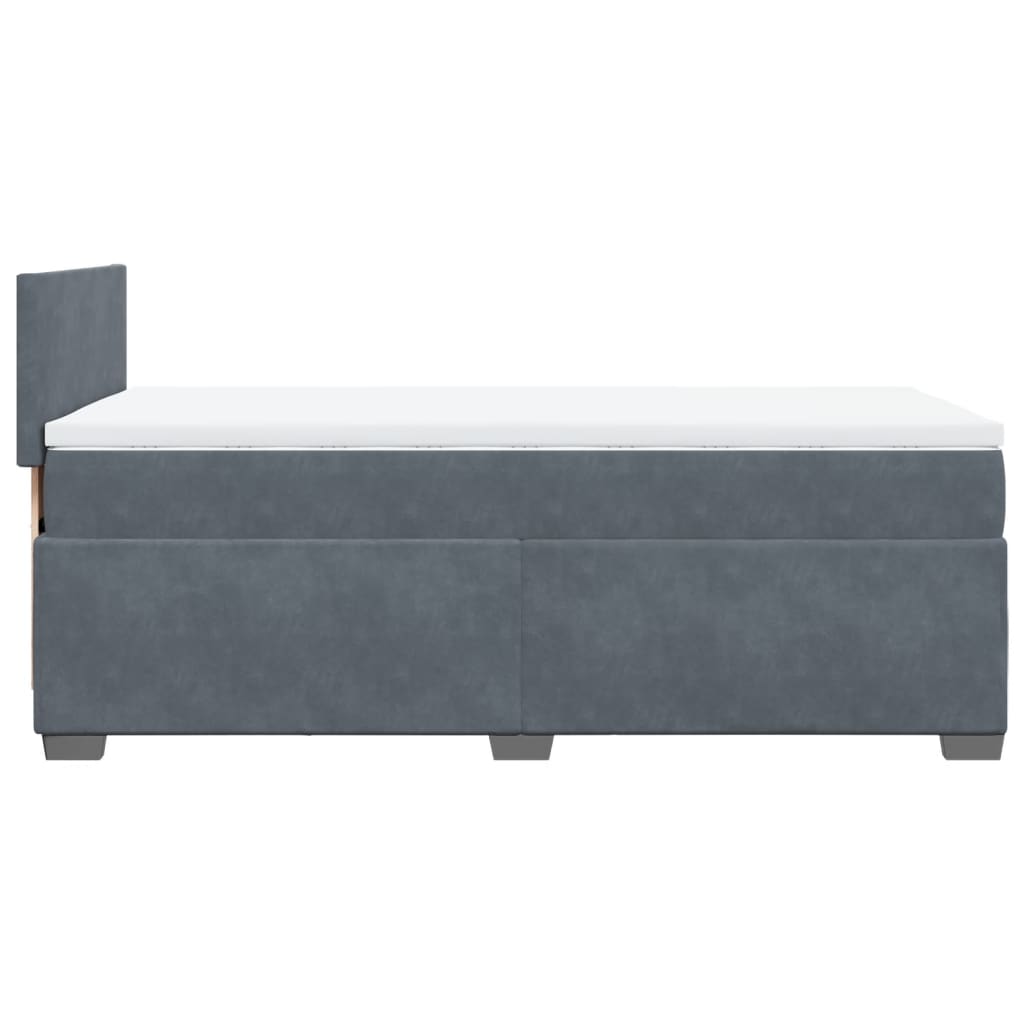 vidaXL Κρεβάτι Boxspring με Στρώμα Σκούρο Γκρι 80x200 εκ. Βελούδινο