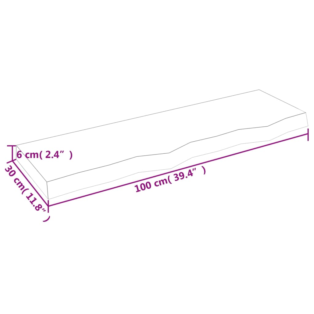 vidaXL Πάγκος Μπάνιου Σκούρο Καφέ 100x30x(2-6) εκ. Επεξεργ. Μασίφ Ξύλο