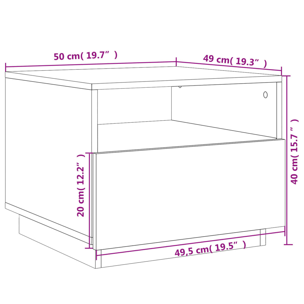 vidaXL Τραπεζάκι Σαλονιού με Φώτα LED Μαύρο 50x49x40 εκ.