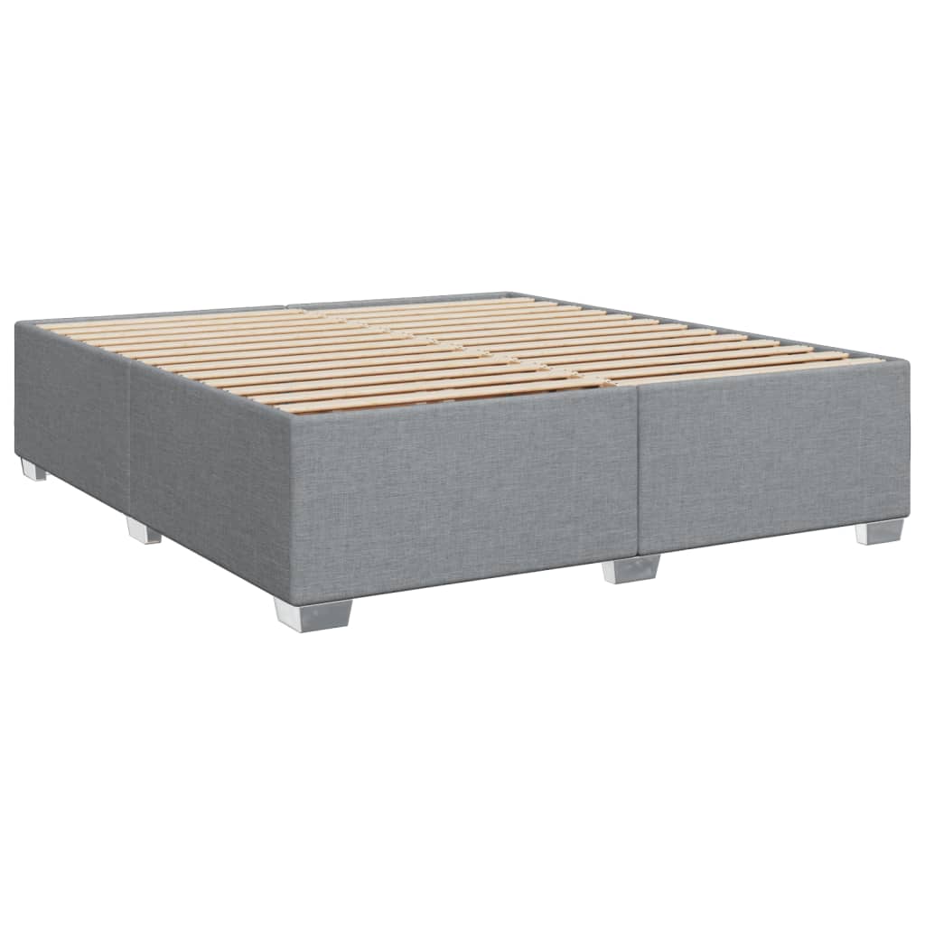 vidaXL Κρεβάτι Boxspring με Στρώμα Ανοιχτό Γκρι 200x200 εκ. Υφασμάτινο