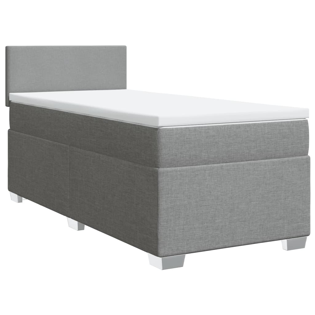 vidaXL Κρεβάτι Boxspring με Στρώμα Ανοιχτό Γκρι 100x200 εκ. Υφασμάτινο