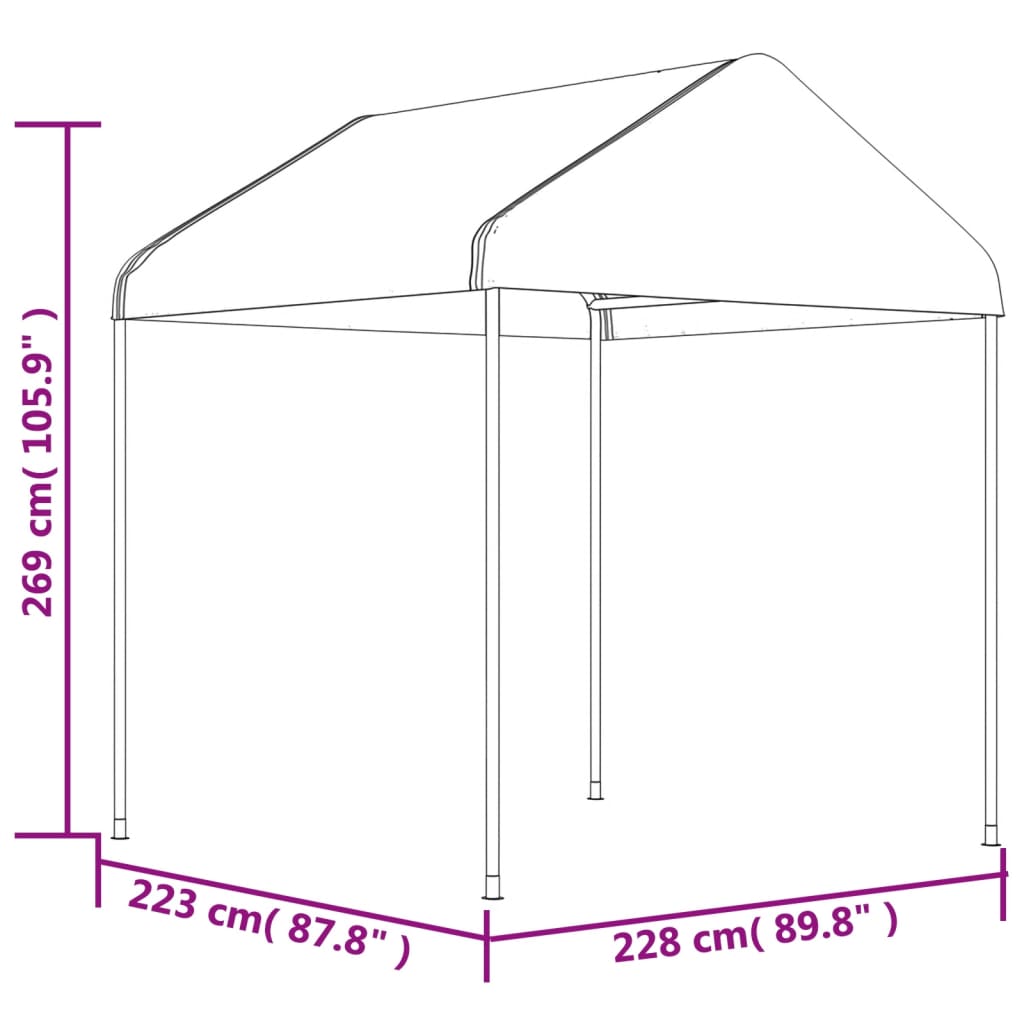 vidaXL Κιόσκι με Τέντα Λευκό 17,84 x 2,28 x 2,69 μ. από Πολυαιθυλένιο