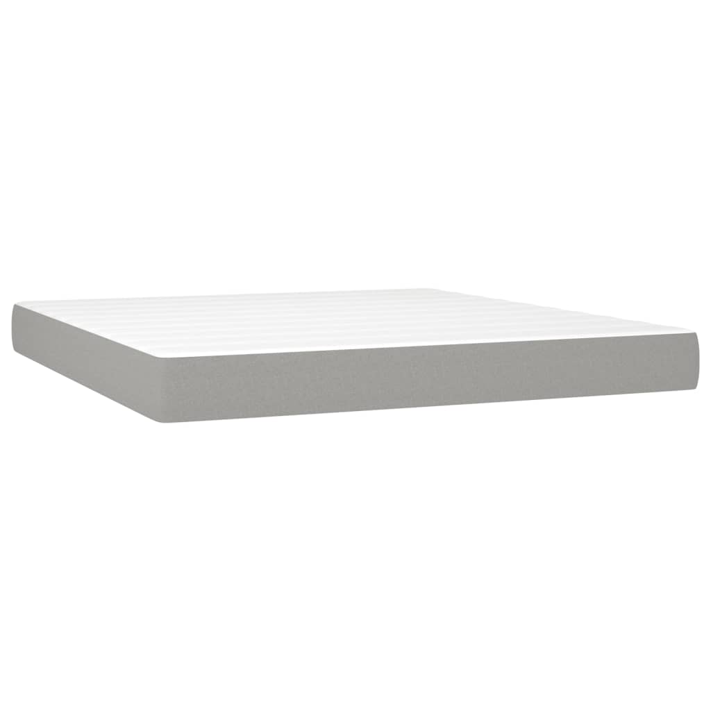 vidaXL Κρεβάτι Boxspring με Στρώμα Ανοιχτό Γκρι 180x200 εκ. Υφασμάτινο