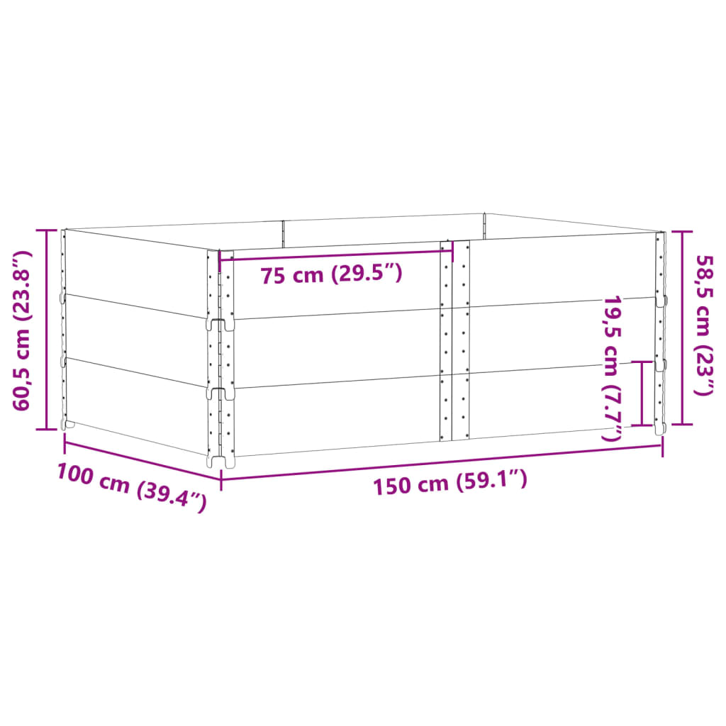 vidaXL Ζαρντινιέρα Κήπου Μαύρη 150x100 εκ. από Μασίφ Ξύλο Πεύκου