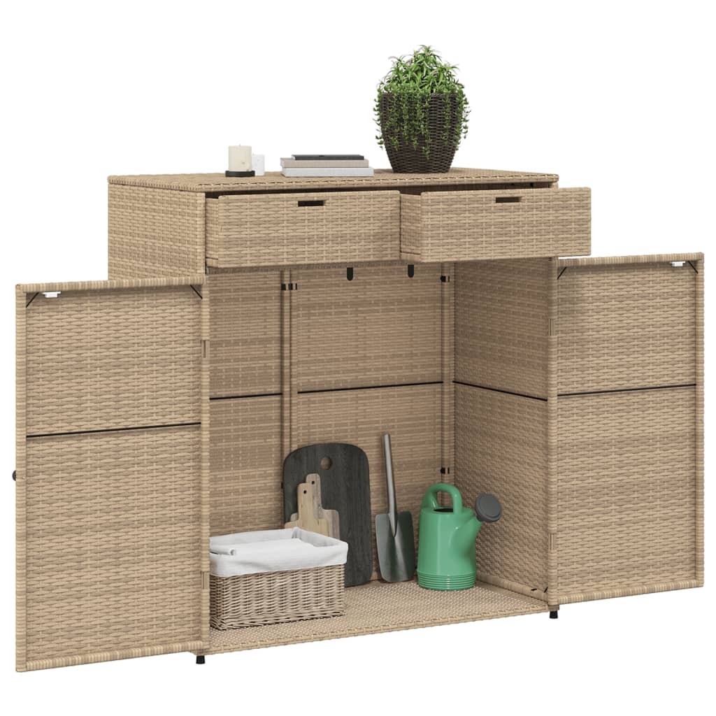 vidaXL Ντουλάπι Αποθήκευσης Κήπου Beige 105x55x113 εκ. Συνθετικό Ρατάν