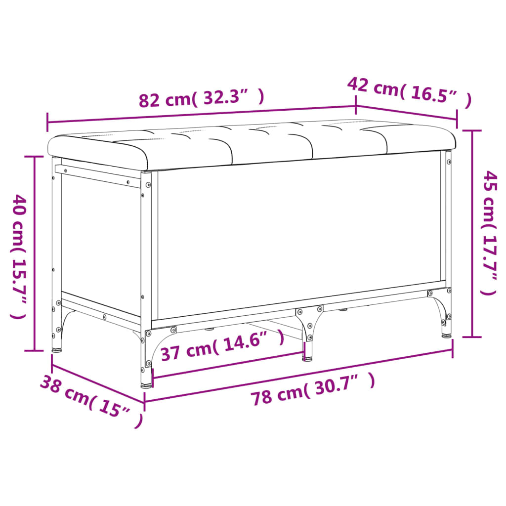 vidaXL Παγκάκι Αποθήκευσης Sonoma Δρυς 82x42x45 εκ. Επεξεργασμένο Ξύλο